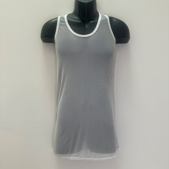 Ouye Mesh Tank Top 17" armpit to armpit seams unstretched Sheer finely woven - Picture 2 of 4